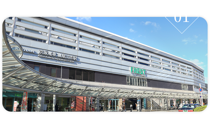 寝屋川市駅から徒歩2分とアクセス良好